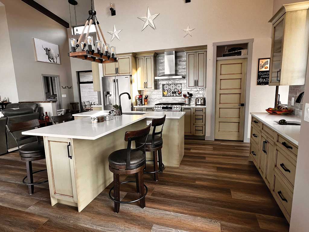 Kitchen with hanging stars on ceiling-Kitchen Studio in Kamloops